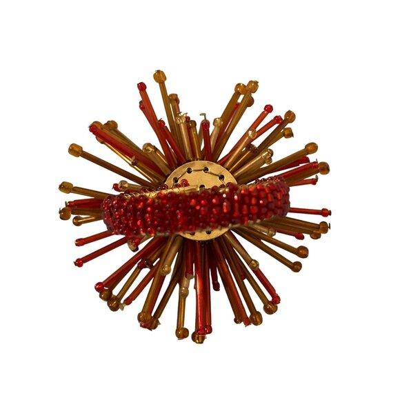 Vintage Atomic Starburst Napkin Rings Red And Gold Beaded Mid Century Modern - 8 - Picture 5 of 7